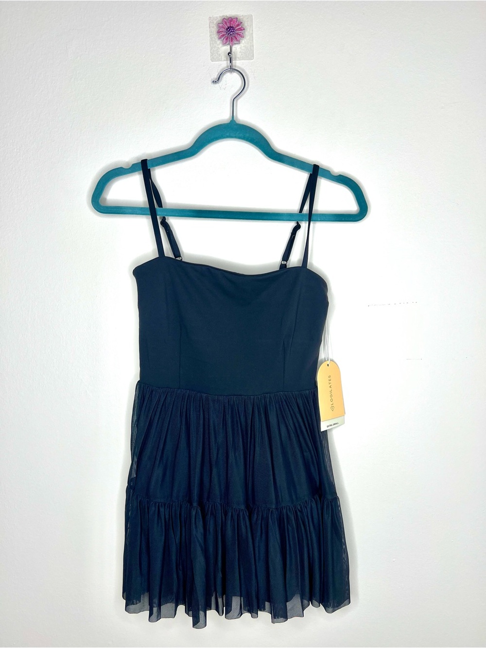 Black Tiered Spaghetti-Strap Mini Dress